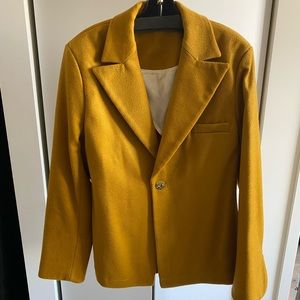 SSENSE EXCLUSIVE YELLOW WOOL POWER BLAZER IN GERBERA RIP